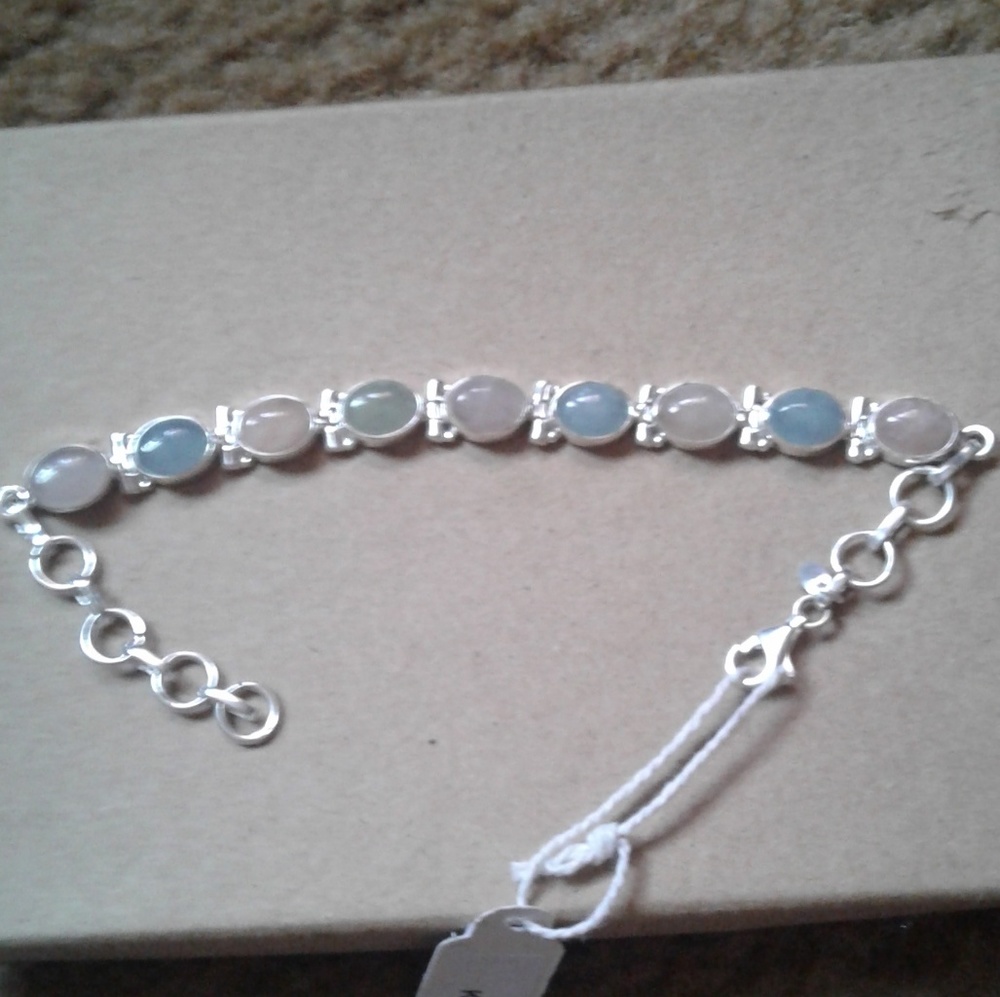 NWT **HC Natural Aquamarine/Morganite Solid925S Br